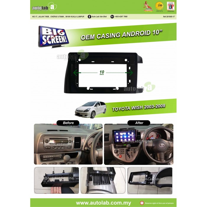 Big Screen Casing Android - Toyota Wish 2003-2006 (10inch)